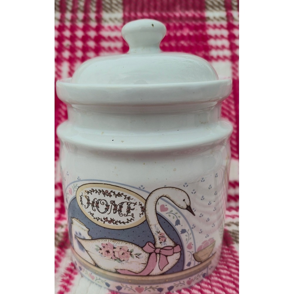 Vintage Country Home‎ Paul Marshall Ceramic Swan Canister with Lid White 5.5"